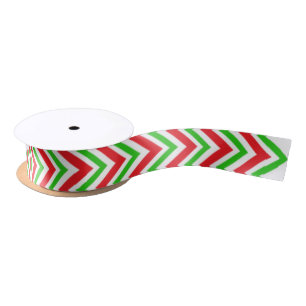 Lazo De Raso Navidades del patrón Chevron rojo y verde