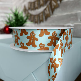 Lazo De Raso Navidades del patrón de hombre de pan de jengibre 