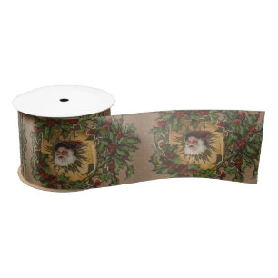 Lazo De Raso Navidades del Vintage Santa Antique Holly