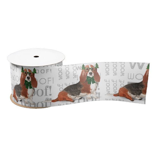 Lazo De Raso Navidades divertidos del perro Lover Basset Hound (Carrete)