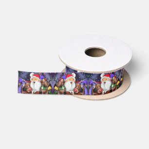 Lazo De Raso Navidades divertidos le dan a Ribbon Santa con ren