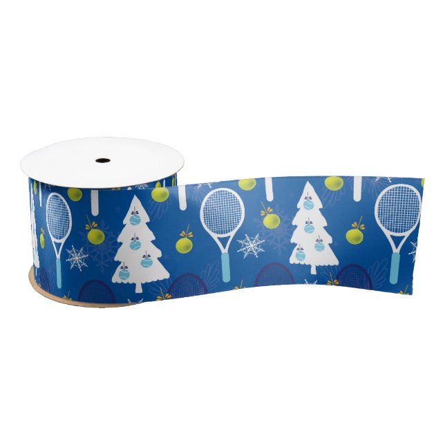 Lazo De Raso Navidades elegantes azules y blancos  (Carrete)