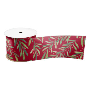 Lazo De Raso Navidades elegantes ramas y bayas