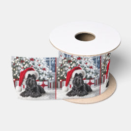 Lazo De Raso Navidades Escoceses Terrier Sobre La Alfombra Blan