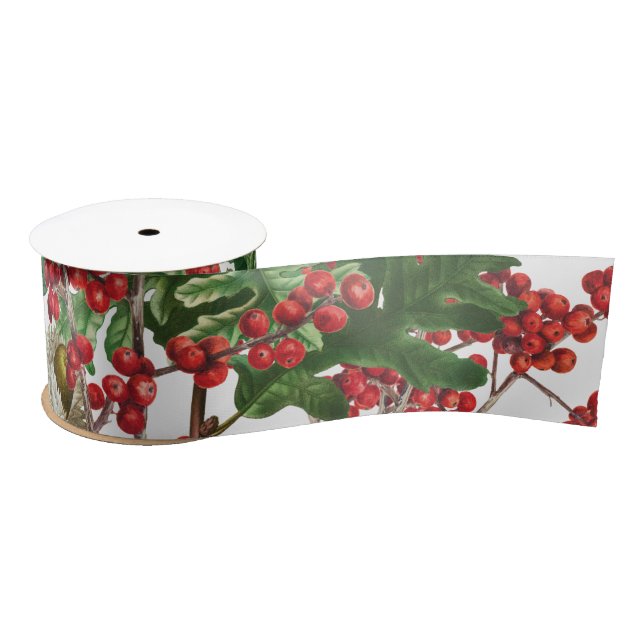 Lazo De Raso Navidades Festividad Forestal Berries Acorn Evergr (Carrete)