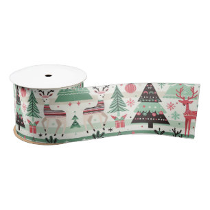 Lazo De Raso Navidades festivos reno verde