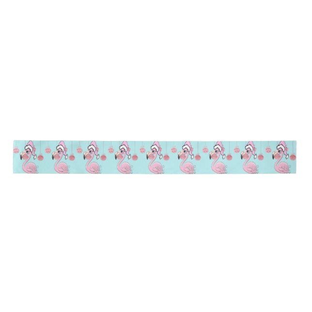 Lazo De Raso Navidades Flamingo Blue Pink Girly Cute (Anverso)