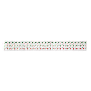 Lazo De Raso Navidades Flamingos Patrón Cinta Roja y Verde