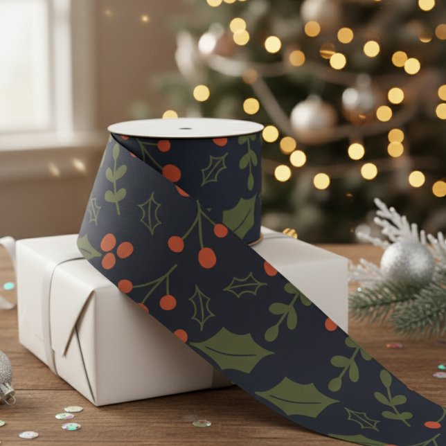 Lazo De Raso Navidades Foliage Foliage Holly Greenery (Subido por el creador)