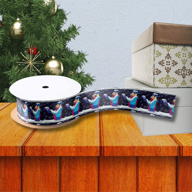 Lazo De Raso Navidades Fríos Caroler cinta satinada ancha de 1, (Cold Christmas Caroler 1.5" Wide Satin Ribbon)