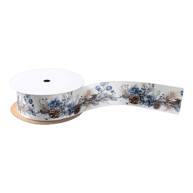 Lazo De Raso Navidades Garland Blueberries Pine Cones (Carrete)