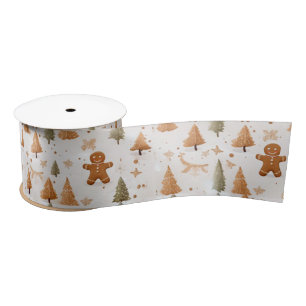 Lazo De Raso Navidades Gingerbread Hombres y Árboles