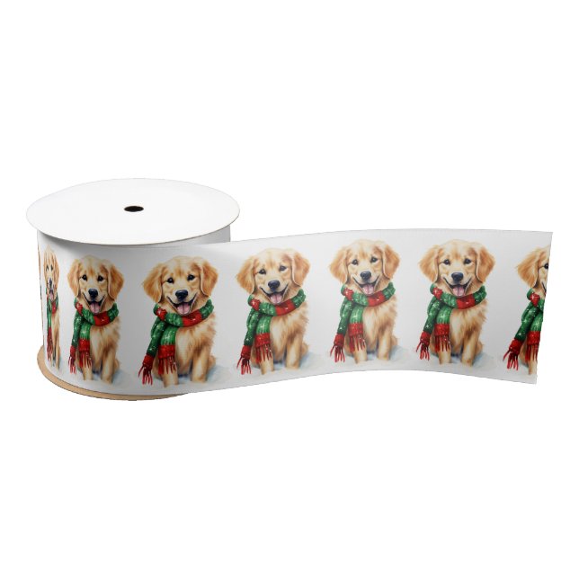 Lazo De Raso Navidades Golden Retriever con Winter Scarf (Carrete)