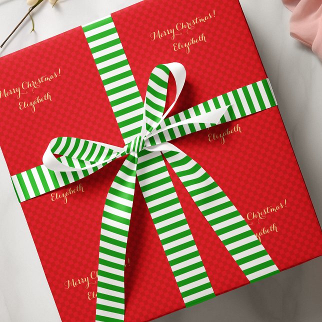 Lazo De Raso Navidades Green White Stripes Elegante Ajuste de r (Christmas Green White Stripes Stylish Gift Wrap Satin Ribbon)