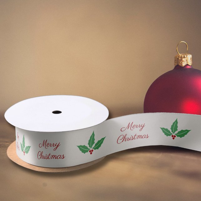 Lazo De Raso Navidades Holly (Christmas Holly Satin Ribbon)