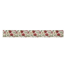 Lazo De Raso Navidades Holly Flowers Satin Ribbon
