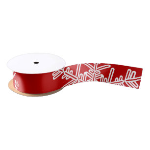 Lazo De Raso Navidades Minimalistas con copos de nieve blancos 