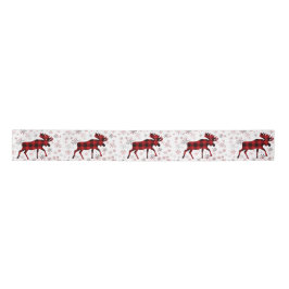 Lazo De Raso Navidades Moose platillos rojos copos de nieve