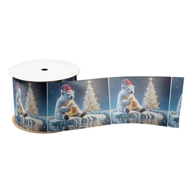 Lazo De Raso Navidades Oso Polar Con Cerveza (Carrete)