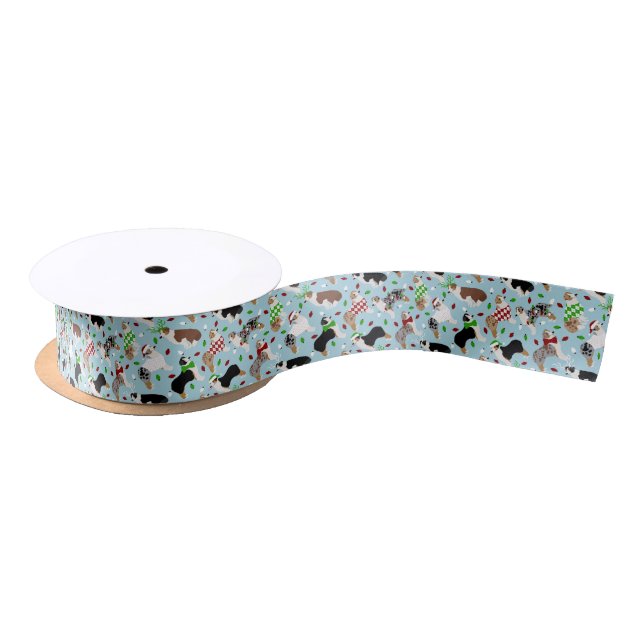 Lazo De Raso Navidades Pastor Australiano Satin Ribbon (Carrete)