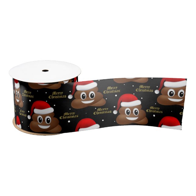 Lazo De Raso navidades poo emoji con cinta de sombrero santa (Carrete)
