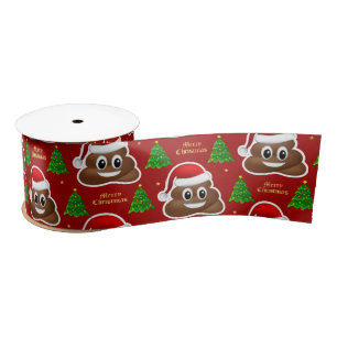 Lazo De Raso navidades poo emoji con cinta de sombrero santa