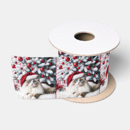 Lazo De Raso Navidades Ragdoll Cat en Santa Hat