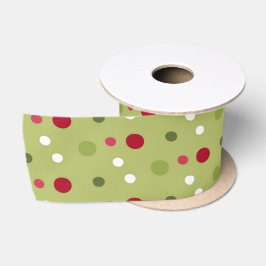Lazo De Raso Navidades Red, puntos verdes blancos con respaldo