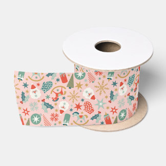 Lazo De Raso Navidades Retro Pastel