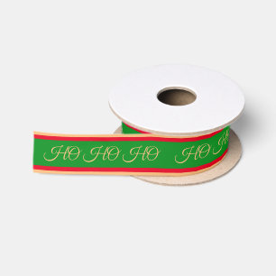 Lazo De Raso Navidades Ribbon y Ho Ho Ho Ho Stripe Regalos Rojo