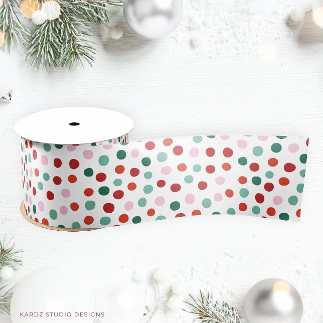 Lazo De Raso Navidades rojos, rosados y verdes animan a la cint (Ribbon shown in 3 inches wide. Choose size and satin or grosgrain finish.)