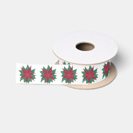Lazo De Raso Navidades rojos y verdes Poinsettia Ribbon