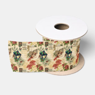 Lazo De Raso Navidades Rústicos Vintage Gold Floral Ephemera