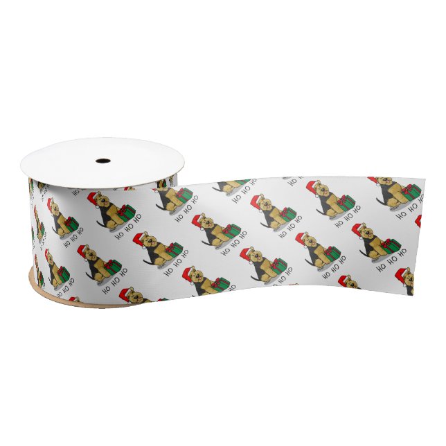Lazo De Raso Navidades Santa Claus Gorra Welsh Terrier Dog Cute (Carrete)
