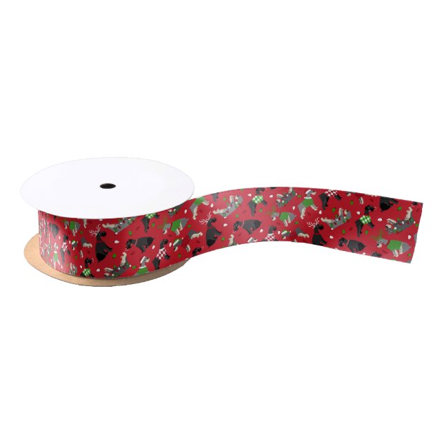 Lazo De Raso Navidades Schnauzer Satin Ribbon (Carrete)
