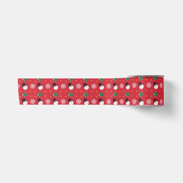 Lazo De Raso Navidades Snowman Snowflakes (Anverso)