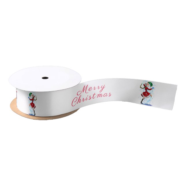 Lazo De Raso Navidades Snowman y Chica bailando Satin Ribbon (Carrete)