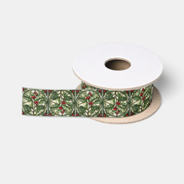 Lazo De Raso Navidades Stainass Glass Holly Satin Ribbon