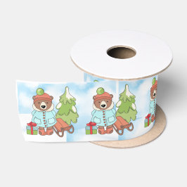 Lazo De Raso Navidades Teddy Bear Pareja con Regalo