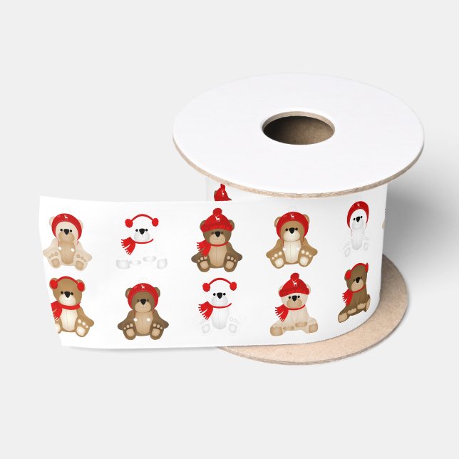 Lazo De Raso Navidades Teddy Bears Gorras de invierno (Carrete)