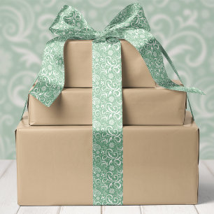 Lazo De Raso Navidades verdes de copos de nieve y nadadores