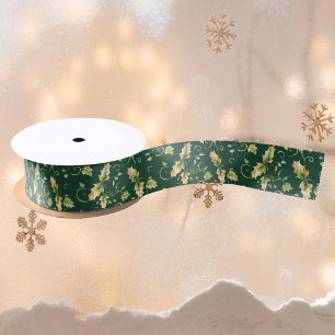 Lazo De Raso Navidades verdes dejan un elegante patrón vintage