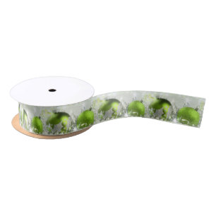 Lazo De Raso Navidades Verdes Y Plateados Satin Ribbon