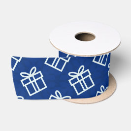 Lazo De Raso Navidades White Presenta con fondo azul