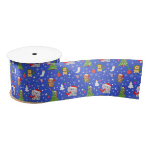 Lazo De Raso Navidades Zoológicos Animales En Sky Blue