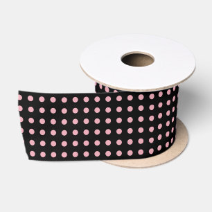 Lazo De Raso negro con lunares rosados