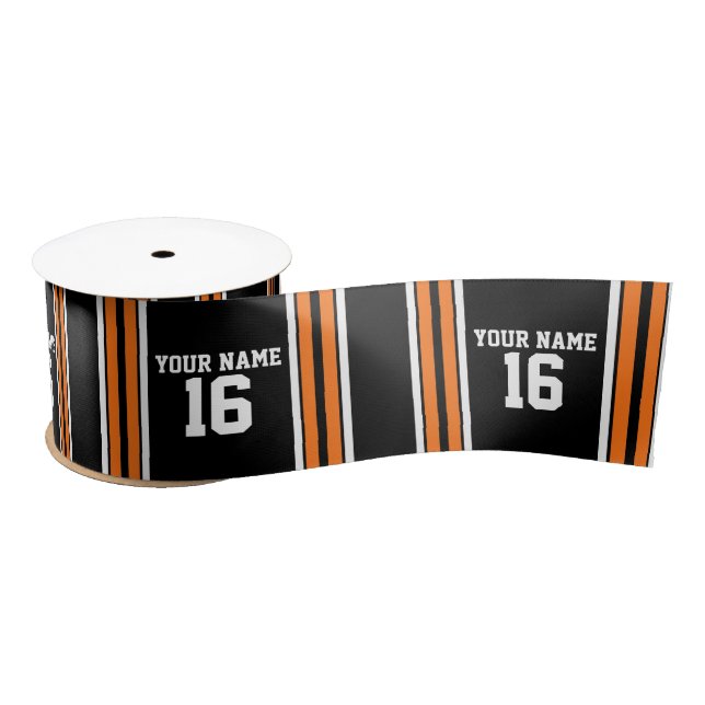 Lazo De Raso Negro con Naranja White Stripes Team Jersey (Carrete)