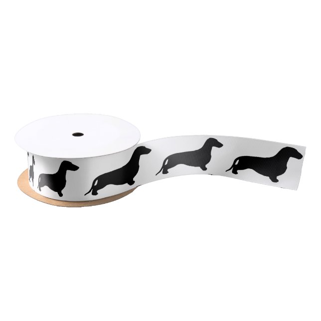 Lazo De Raso Negro de la silueta del Dachshund + sus ideas (Carrete)