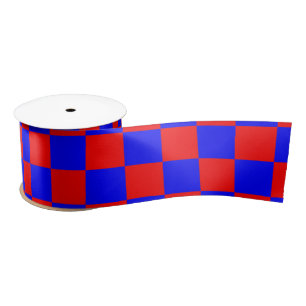 Lazo De Raso Neon Blue and Red Checkered Checkerboard Vintage