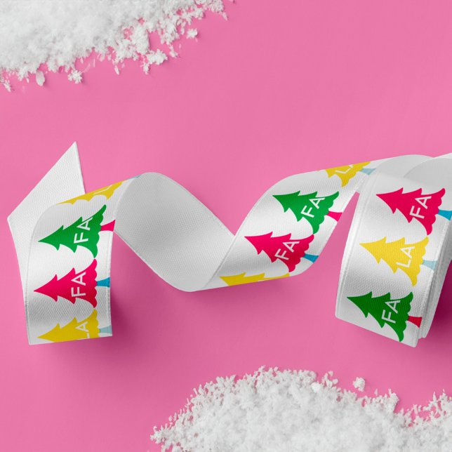 Lazo De Raso Neon Neon Fa La Christmas Tree (Colourful Bright Neon Fa La La Christmas Tree Satin Ribbon)